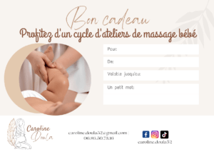 bon cadeau cycle massage bébé